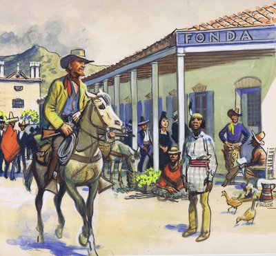 La Fonda, Santa Fé (guache sobre papel) de Eric Parker