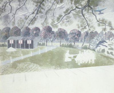 Demonstrando uma arma de Eric Ravilious