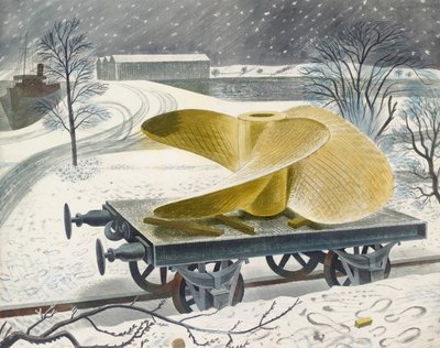 Parafuso do navio em um caminhão ferroviário, início do século 20 de Eric Ravilious