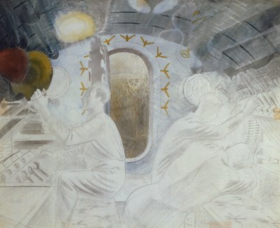 Controles de trabalho quando submerso, c.1940 (lápis e wc no papel) de Eric Ravilious