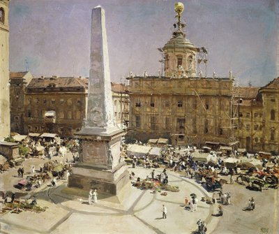 Piazza Santa Maria Maggiore, Roma (óleo sobre tela) de Erich Kips