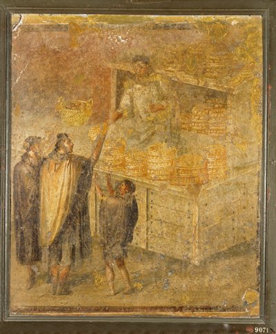 Barraca de padeiro com pão fresco e bolos de Erich Lessing