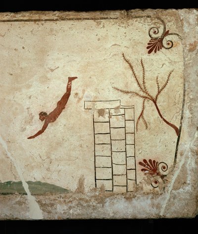 Mergulhador a saltar de uma torre para o mar, uma alegoria de Erich Lessing