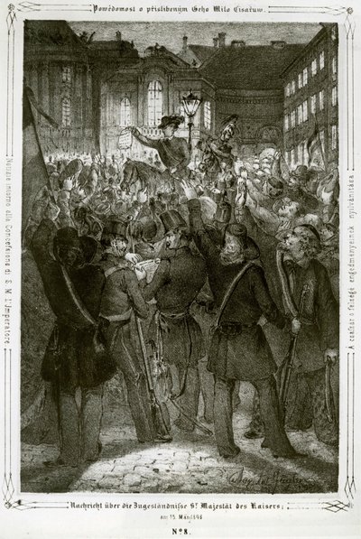 A Constituição do Imperador Fernando é lida na Praça Michaeler, em frente ao Palácio Imperial de Erich Lessing