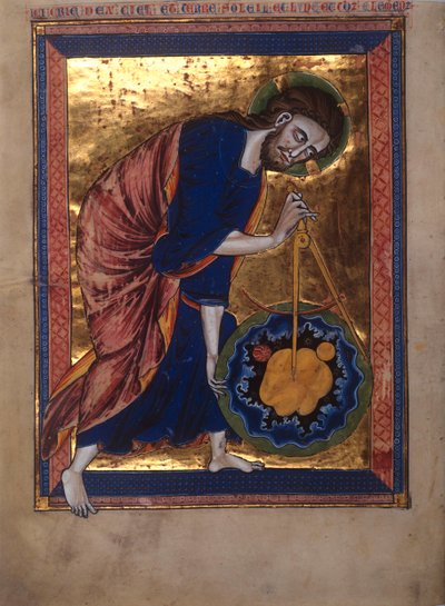 Deus Pai medindo o universo (pergaminho) de Erich Lessing