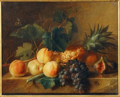 Natureza morta com pêssegos e ananás ... de Erich Lessing
