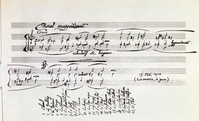 Detalhe da partitura musical de Esportes e Entretenimento de Erik Satie de Erik Satie