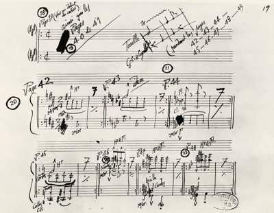 Manuscrito manuscrito de Parade, por Eric Alfred Leslie Satie (1866-1925), França de Erik Satie