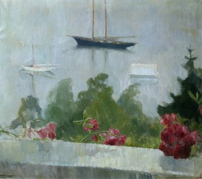 O barco, flores na varanda de Erik Theodor Werenskiold