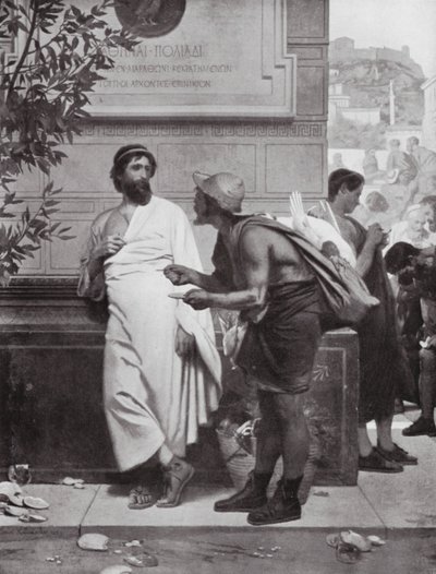 Aristides e o camponês (litografia) de Ernest (1818 87) Hillemacher