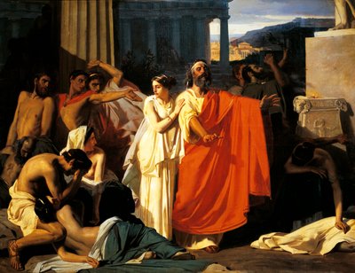 Édipo e Antígona durante a peste em Tebas, por Eugene-Ernest Hillemacher (1818-1887) de Ernest Hillemacher
