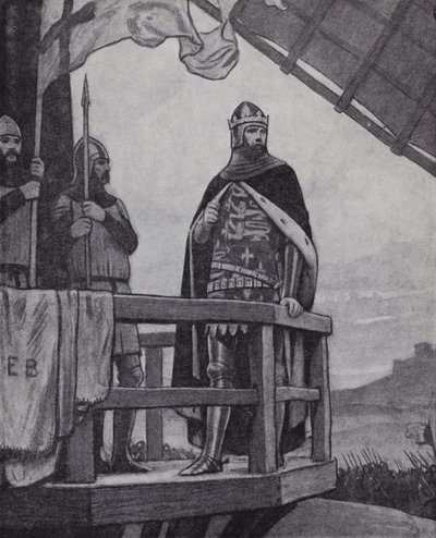 Rei Eduardo III na Batalha de Crecy, França, 26 de Agosto de 1346 (litho) de Ernest (after) Board
