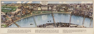 Savoy Hotel London birdseye map, c 1940. (litografia a cores) de Ernest (after) Coffin