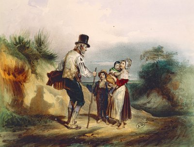 O atalho, ilustração da aguarela de Ernest Grenier para Les Miserables de Victor Hugo (1802-1885) de Ernest (after) Grenier