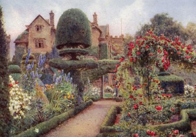 Delphiniums in the Herbaceous Border at Levens Hall (cor litho) de Ernest Arthur Rowe