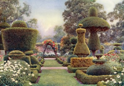 Levens Hall, Westmoreland (litografia a cores) de Ernest Arthur Rowe