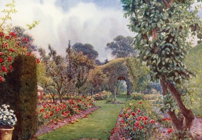 Relógio de sol em Levens Hall, Westmoreland (litografia a cores) de Ernest Arthur Rowe