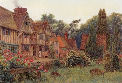 The Porch House at Chiddingstone, Kent (cor litho) de Ernest Arthur Rowe