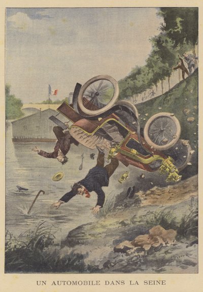 Um carro batendo no rio Sena de Ernest Auguste Bouard