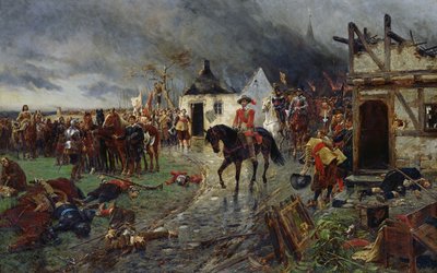 Wallenstein: uma cena da guerra dos trinta anos (óleo sobre tela) de Ernest Crofts