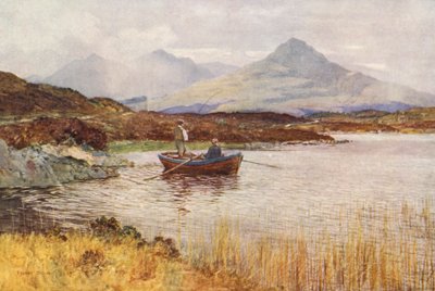 Loch Lundy e Ben Tee do alto de Invergarry (litografia a cores) de Ernest Edward Briggs