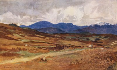 Vista para oeste a partir de Lochinvar (litografia a cores) de Ernest Edward Briggs