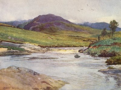 A água negra de Dee acima da ponte (litografia a cores) de Ernest Edward Briggs
