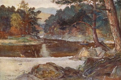 O rio Tummel em Pitlochry (litografia a cores) de Ernest Edward Briggs
