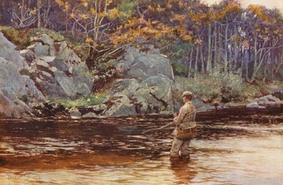 Pesca da truta em Galloway (litografia a cores) de Ernest Edward Briggs