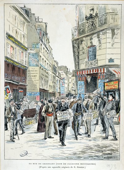 Vista da Rue de Croissant no 11º arrondissement de Paris, 1893 de Ernest Grenier
