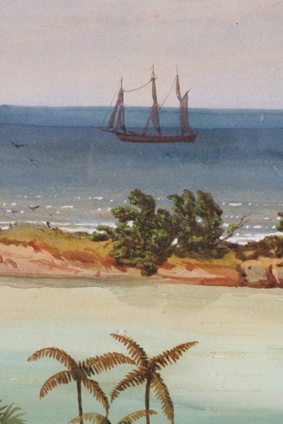 Detalhe do Tríptico de um Atol, 1871 wc em papel de Ernest Henry Griset