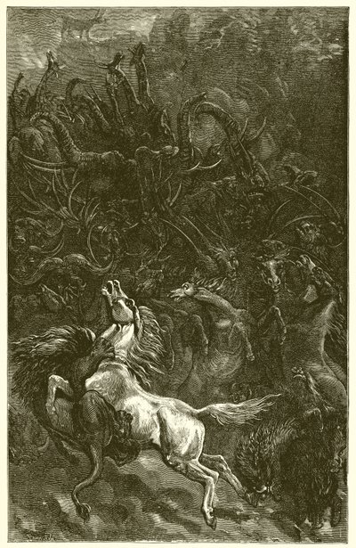 O burro e a caça ao leão de Ernest Henry Griset
