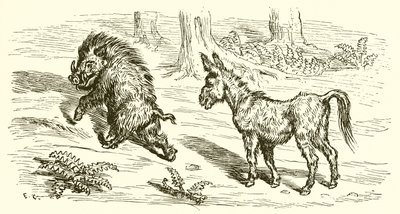O javali e o burro de Ernest Henry Griset