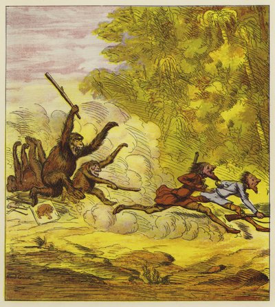 Os Irmãos Ousados perseguidos por gorilas furiosos de Ernest Henry Griset