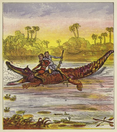 Os irmãos Bold viajando no Nilo por crocodilo de Ernest Henry Griset