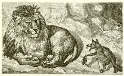 A raposa e o leão de Ernest Henry Griset