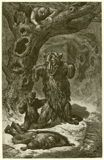 Os viajantes e o urso de Ernest Henry Griset
