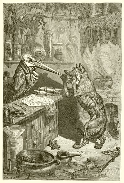 O lobo e o guindaste de Ernest Henry Griset