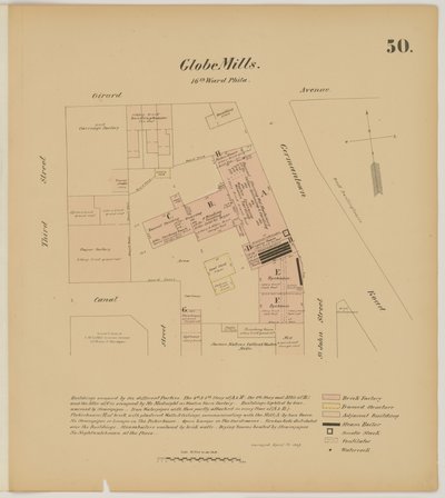 Avenida Girard, Germantown Rd, 3ª Rua e Canal Street, Pesquisa Geral Hexamer, 1867 de Ernest Hexamer
