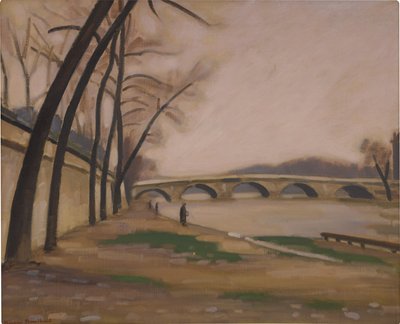 Bancos do Sena em Paris, c.1920-30 (óleo sobre tela) de Ernest Hiram Brülhart