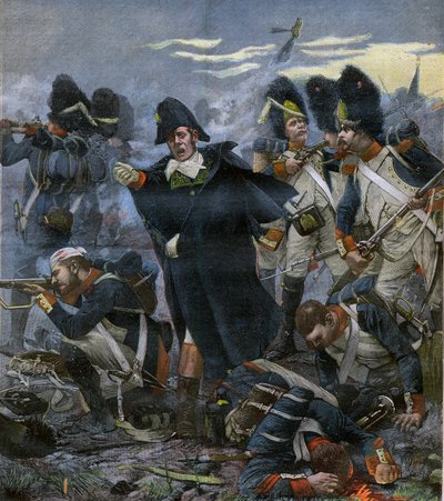General Pierre Cambronne (1770-1842) ao lado de suas tropas na Batalha de Waterloo - gravura após Delahaye, Ernest Jean (1855-1921) - de Ernest Jean Delahaye