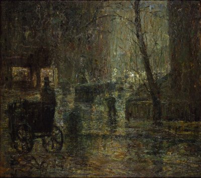 Noite húmida, Gramercy Park (Depois da chuva, Noturno) de Ernest Lawson