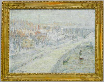 Paisagem de inverno: Washington Bridge, c.1907-10 (óleo sobre tela) de Ernest Lawson