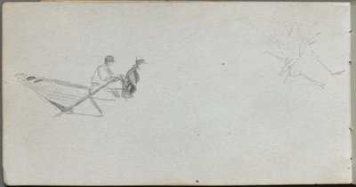 Sketchbook, página 04: Figuras em um barco de Ernest Meissonier