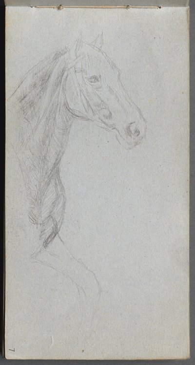 Sketchbook, página 07: Estudo de um cavalo de Ernest Meissonier