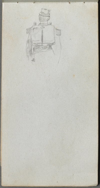 Sketchbook, página 08: Estudo de um soldado por trás de Ernest Meissonier