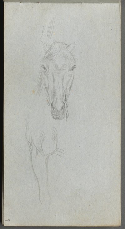 Sketchbook, página 09: Estudo de um cavalo de Ernest Meissonier