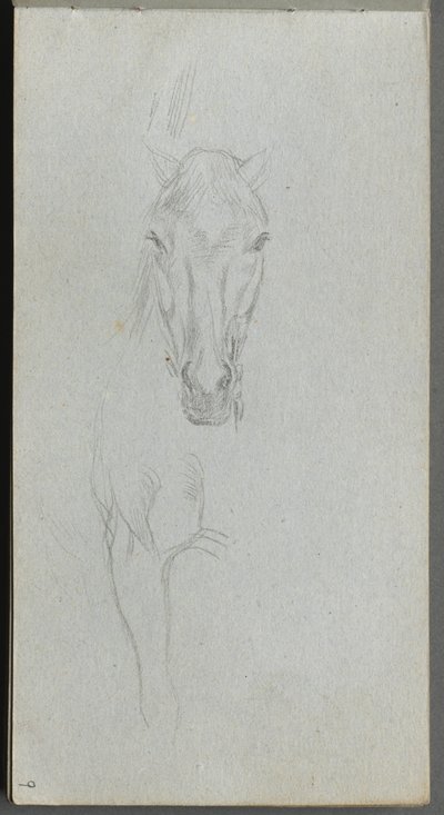 Caderno de desenho, página 09: Estudo de um cavalo. de Jean Louis Ernest Meissonier