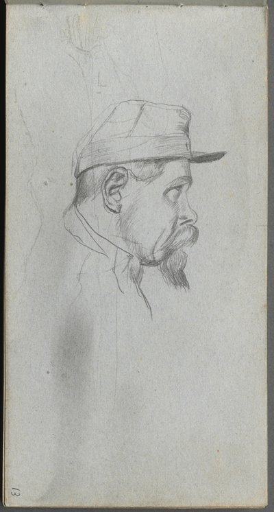 Sketchbook, página 13: Busto de um homem de perfil de Ernest Meissonier
