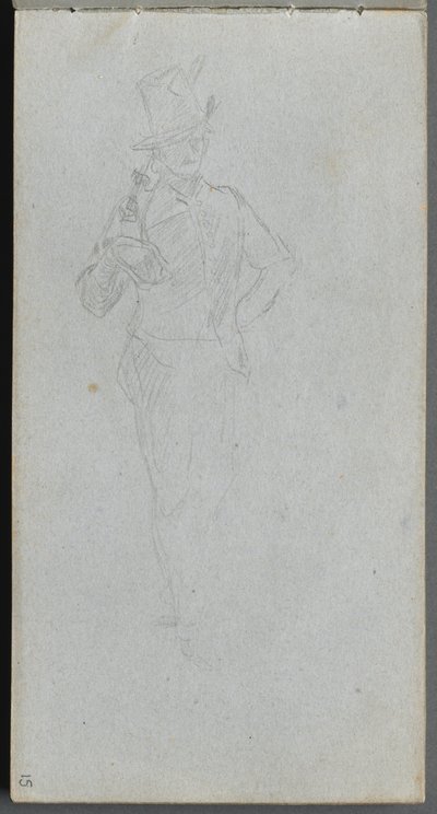 Caderno de desenho, página 15: Estudo de um soldado. de Jean Louis Ernest Meissonier